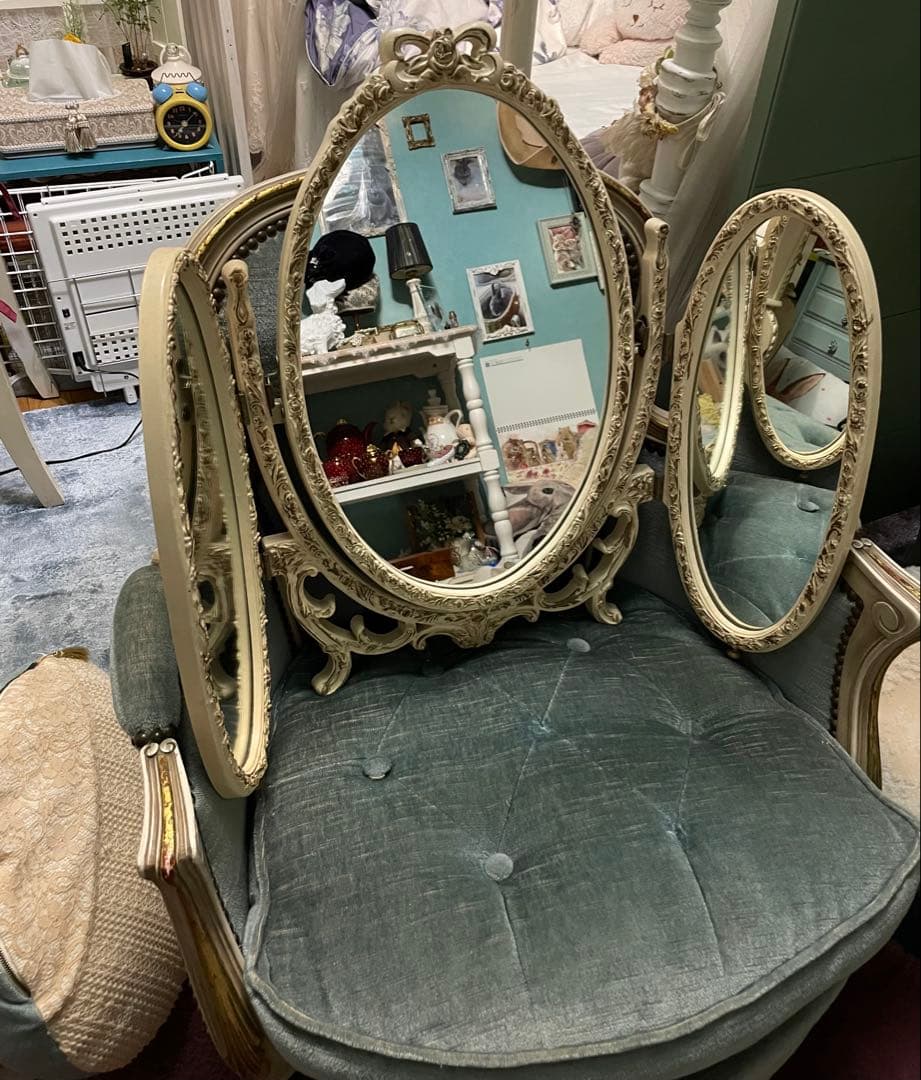 アンティーク　ドレッサー　三面鏡　フランス　送料込み