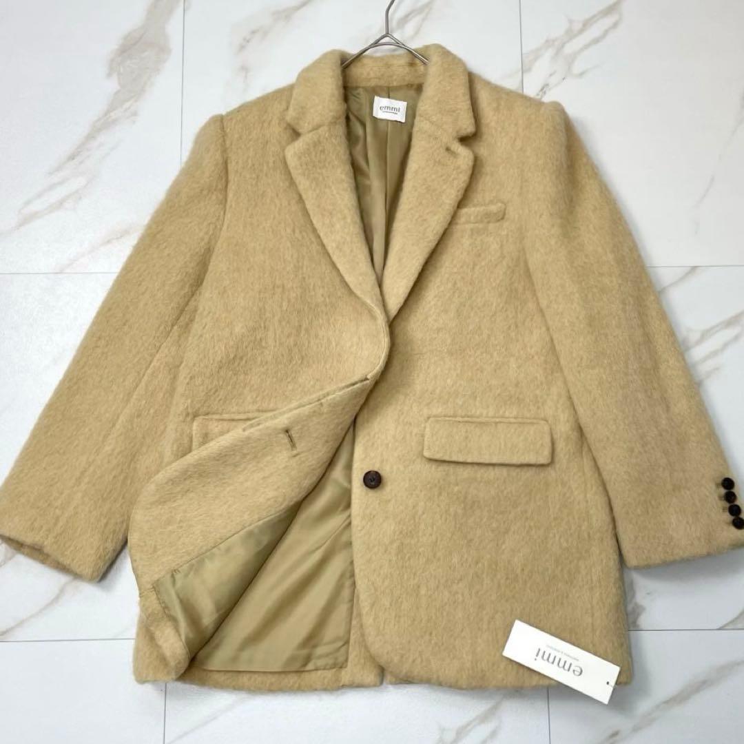 【新品タグ付き 24aw】エミ シャギーテーラードジャケットコート ベージュ 1