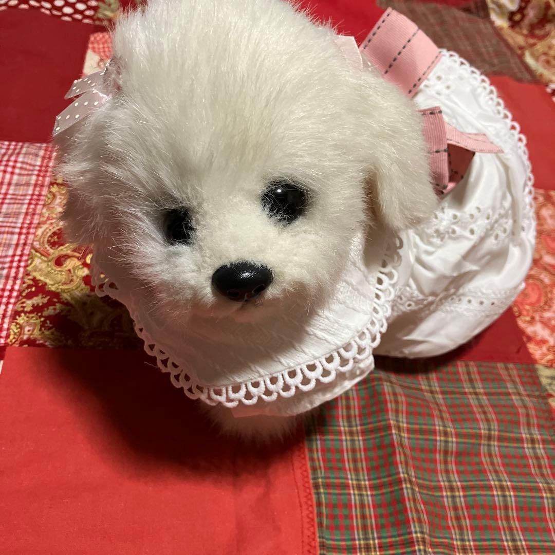 ぬいぐるみ犬　マルチーズ　リアル　白い犬　レトロぬいぐるみ