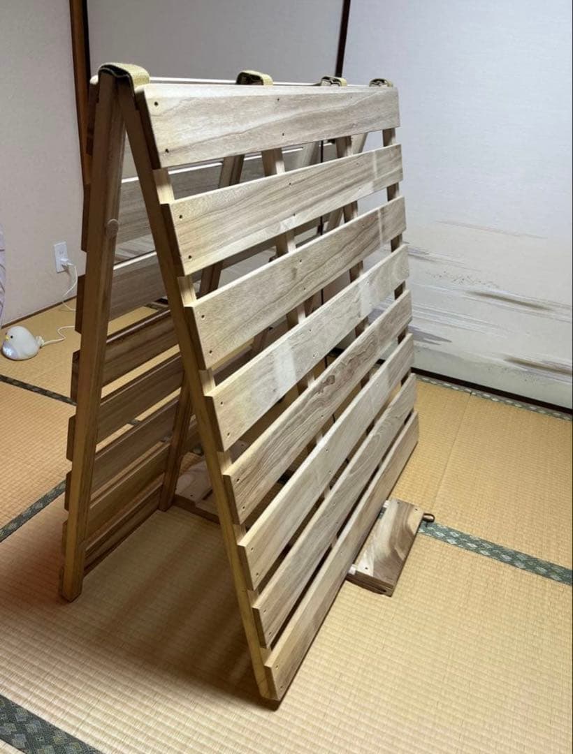 【シングルサイズ】国産ひのき製　布団干し機能付きすのこベッド
