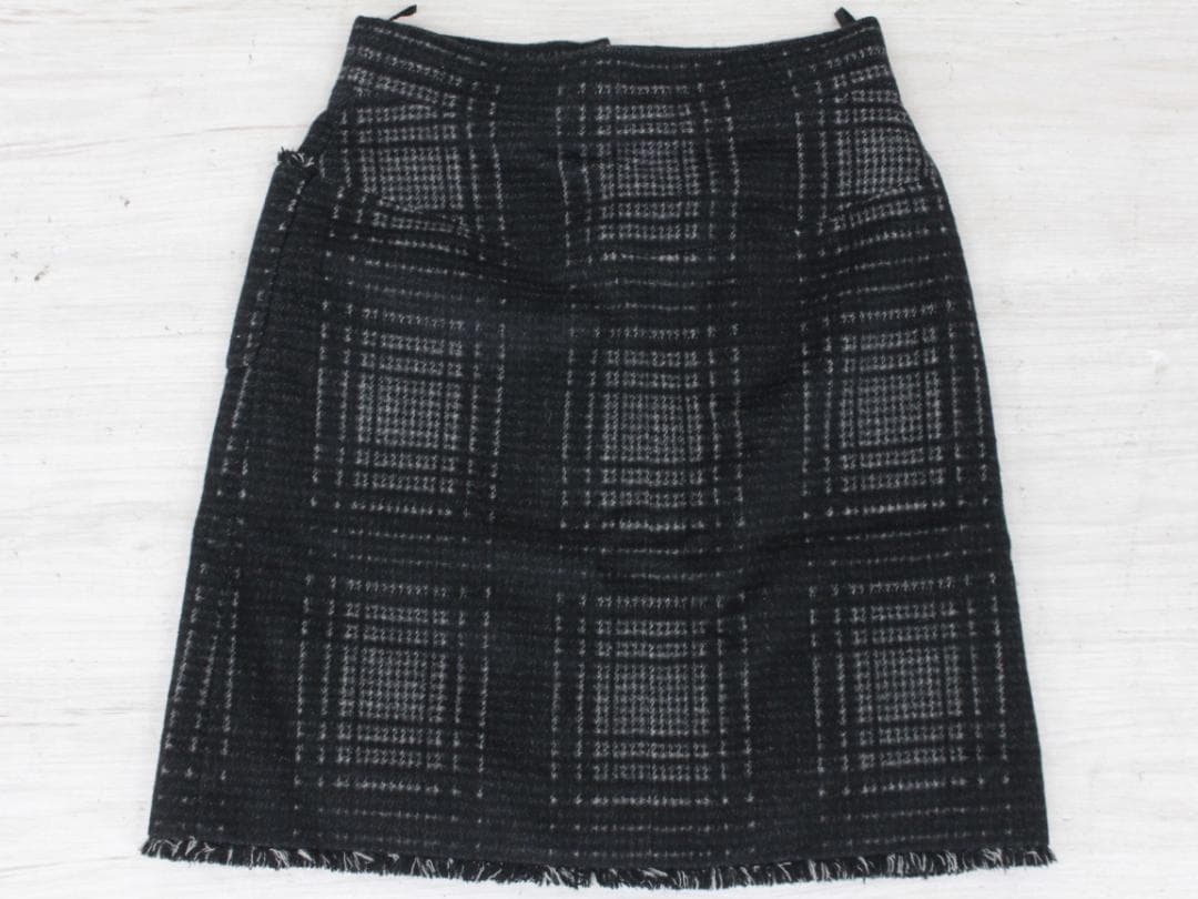▲美品 CHANEL/シャネル ツイード タイトスカート チェック Wファスナー