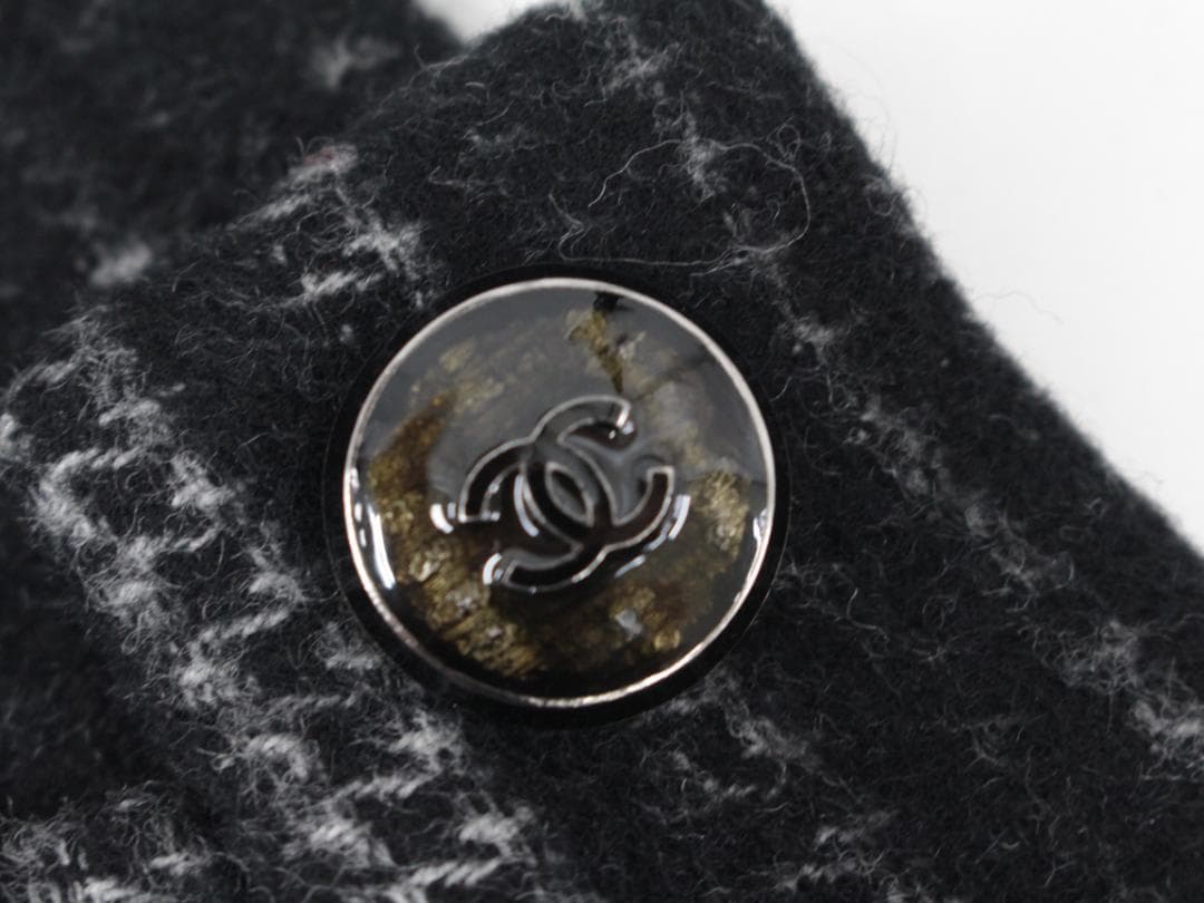 ▲美品 CHANEL/シャネル ツイード タイトスカート チェック Wファスナー