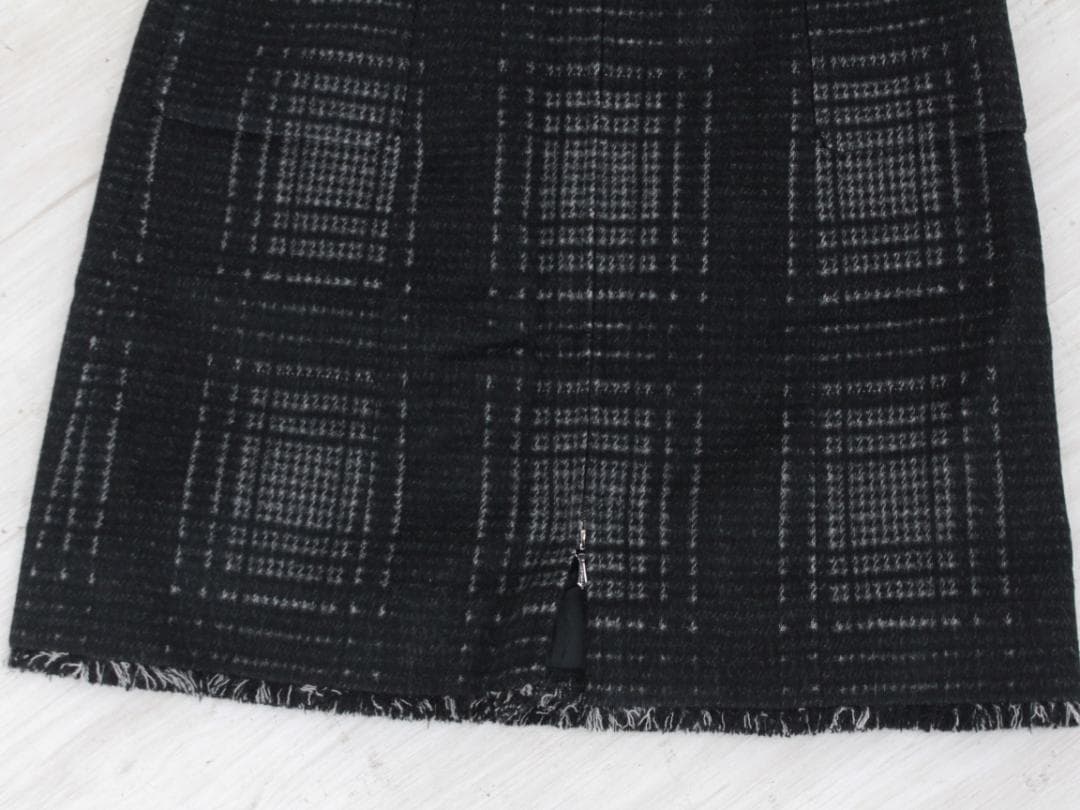 ▲美品 CHANEL/シャネル ツイード タイトスカート チェック Wファスナー