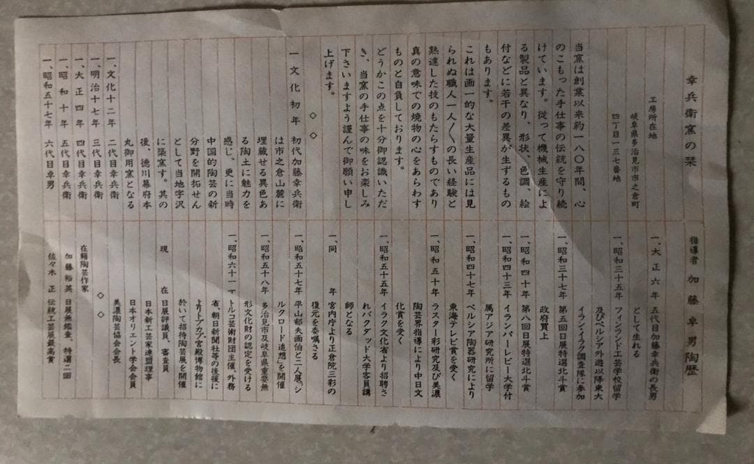 ■ 加藤 卓男　幸兵衛窯（人間国宝） ■　　ペルシャ鉄絵金彩 大皿　箱付き