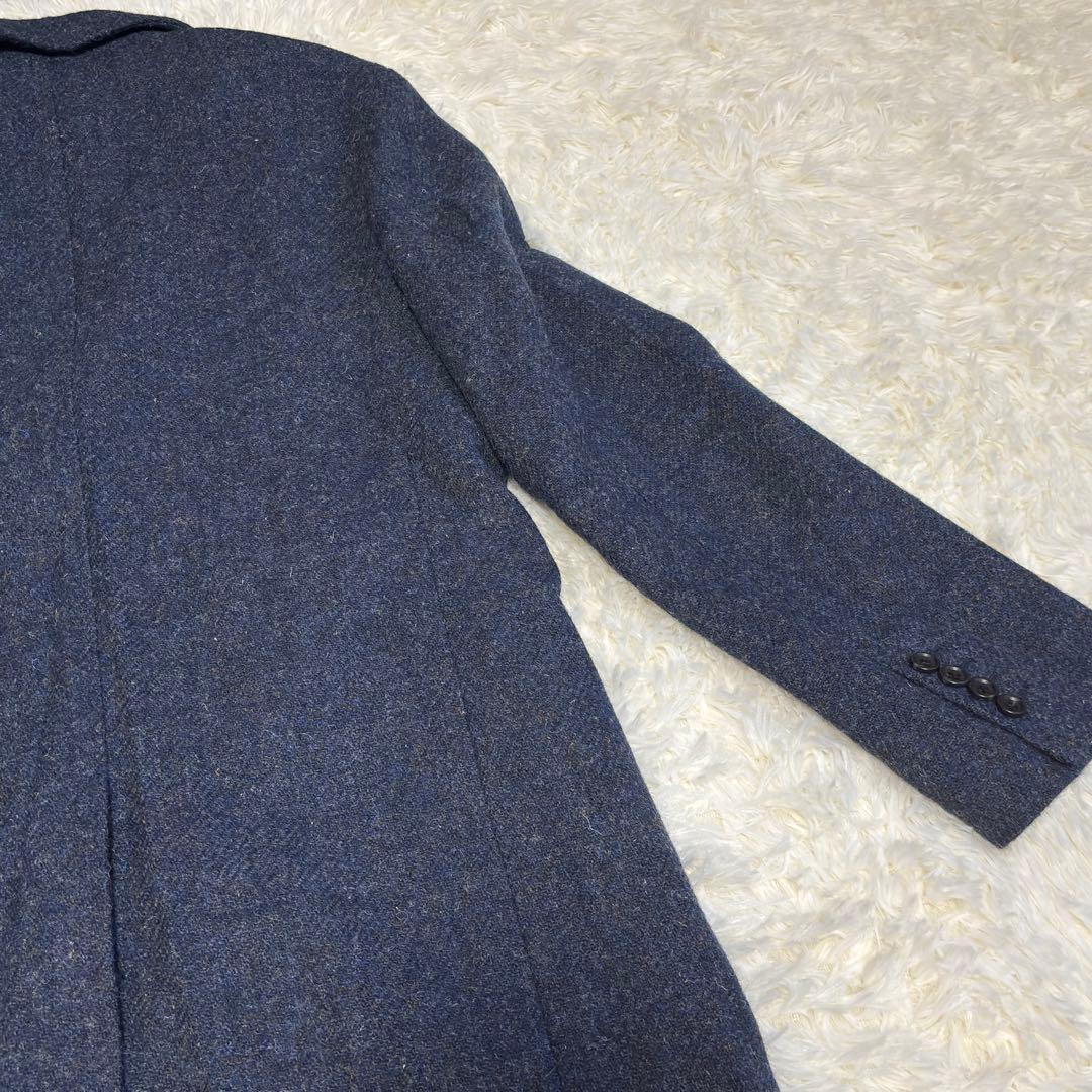 希少色 ハリスツイード　ウールロングコート チェスターコート Lサイズ