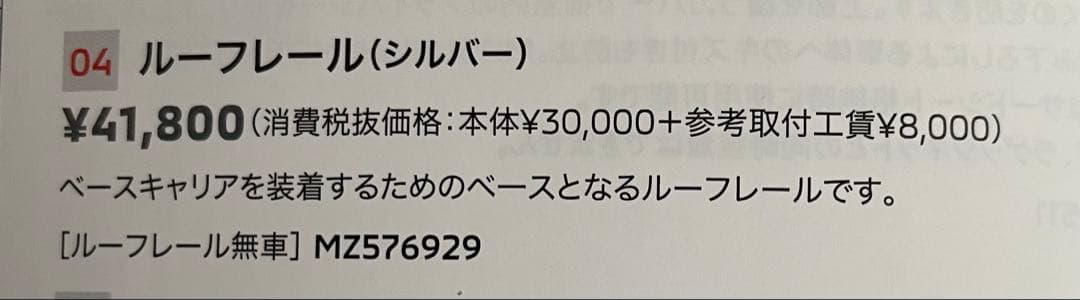 アウトランダー用ルーフレール シルバー MZ576929