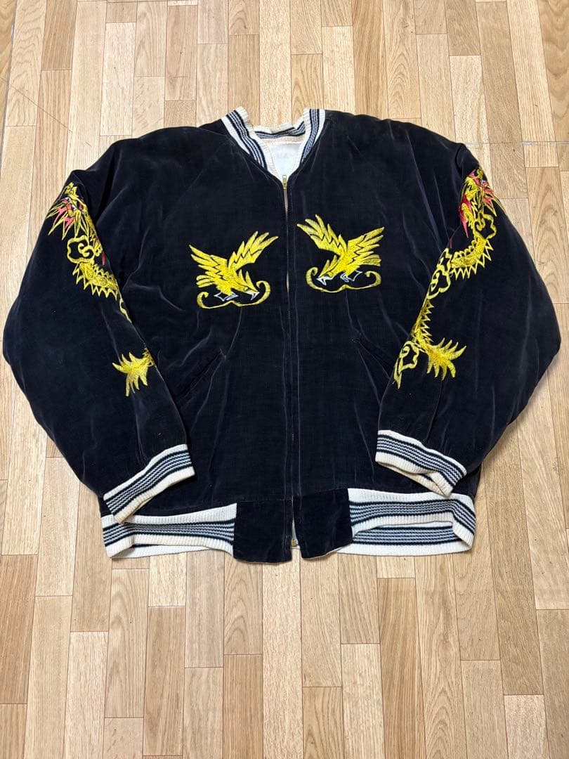 50s 60s 刺繍スカジャン ヴィンテージ 古着 別珍