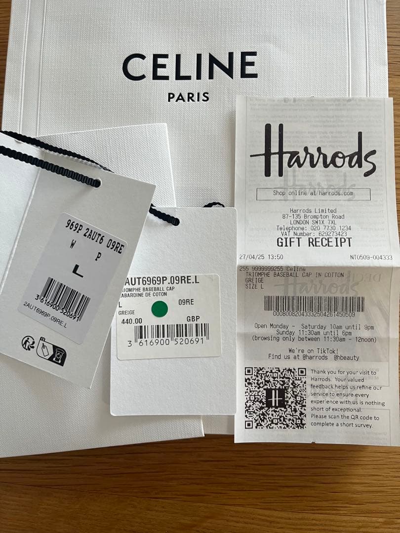 【美品】セリーヌ トリオンフ ベースボールキャップ グレージュ Lサイズ