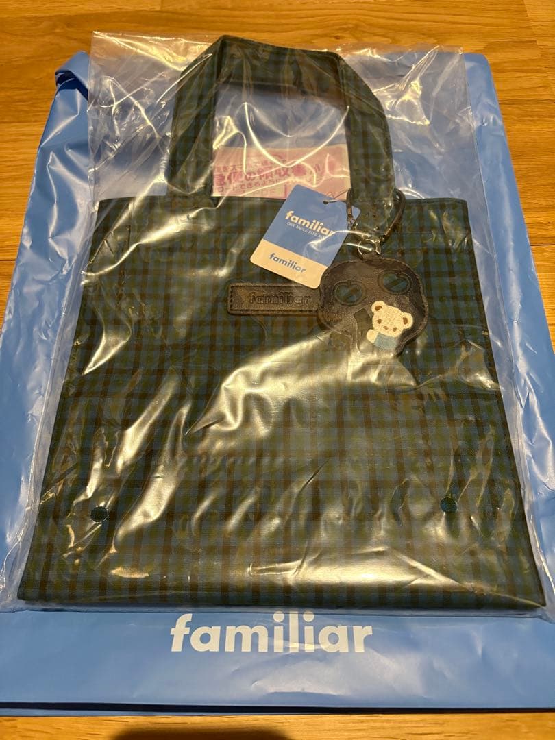 ファミリア　トートバッグ　Sサイズ　小 青系チェック