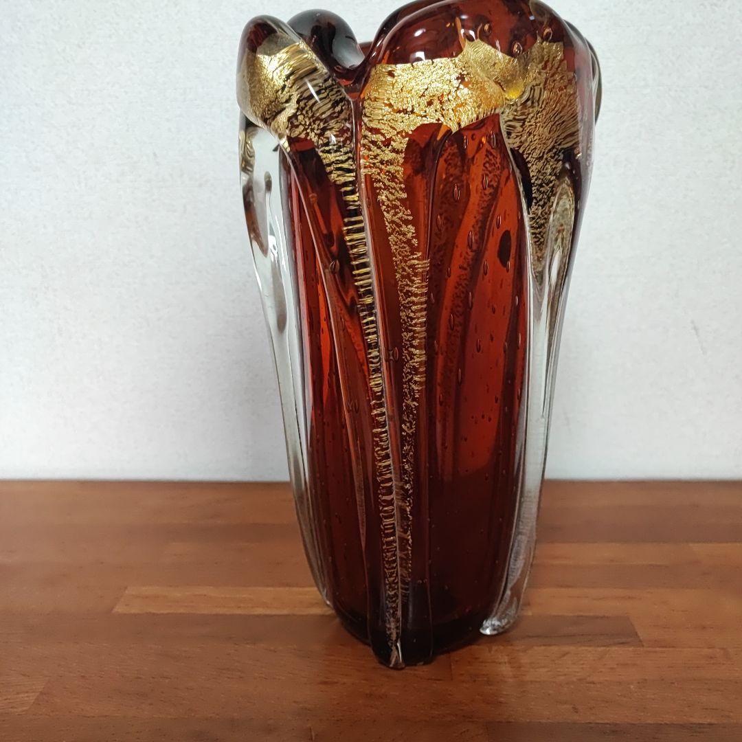 新品　岩田ガラス　花瓶　アーバン色