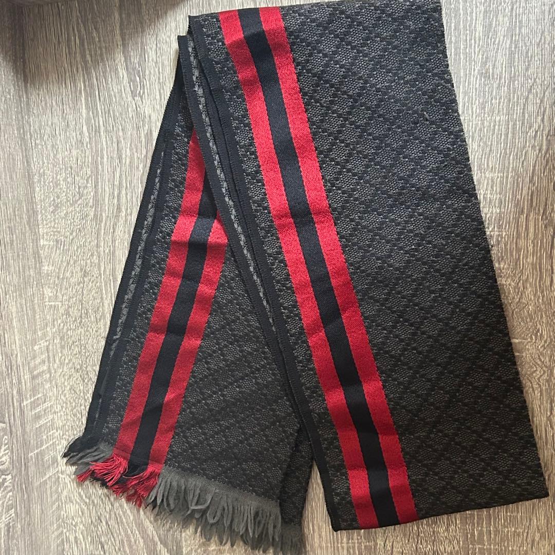 高級✨️ GUCCI マフラー ラナウール セタシルク イタリア製 モノトーン