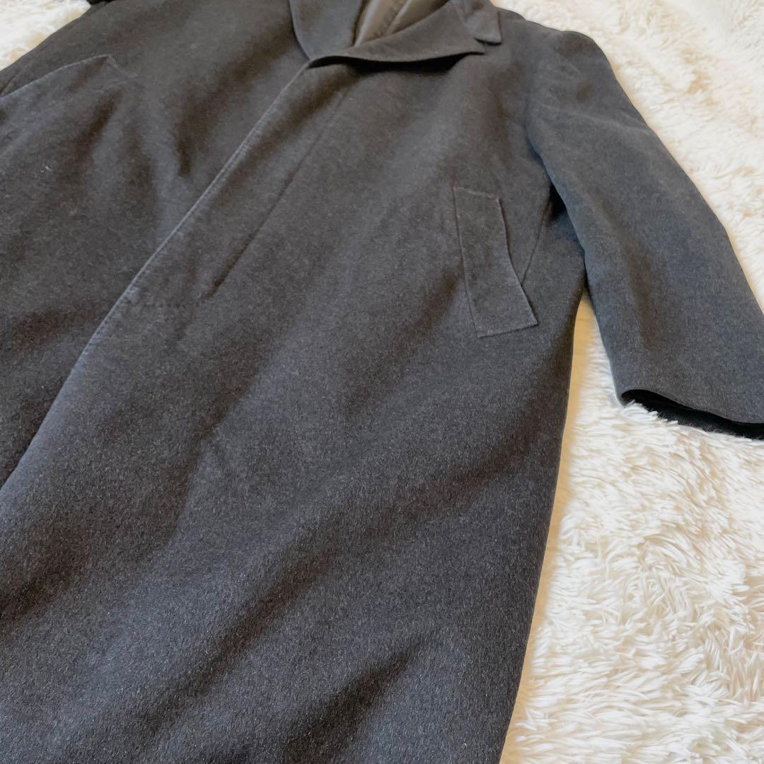 美品✨カシミヤ100％ ロング マキシ丈 チェスターコート 比翼 グレー 4L