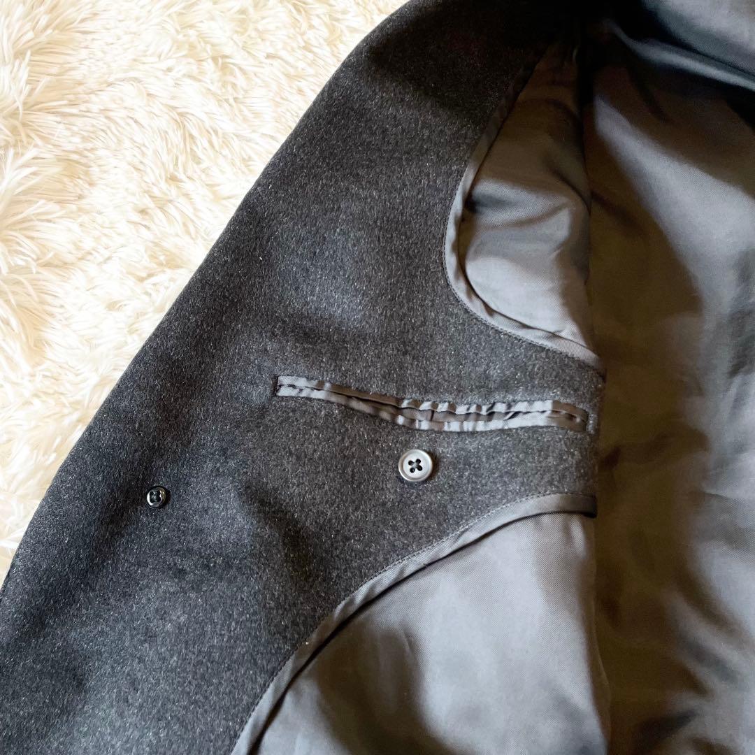 美品✨カシミヤ100％ ロング マキシ丈 チェスターコート 比翼 グレー 4L