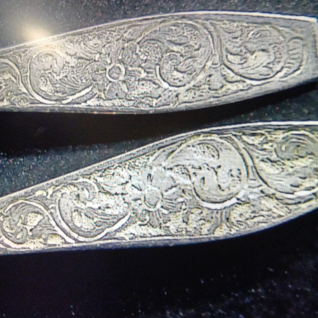 シルバースプーン　２本　手彫り仕上げ