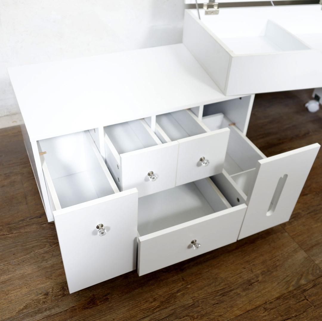 ひよこ　LEDライト付ドレッサー ロータイプ 伸縮式コスメワゴン