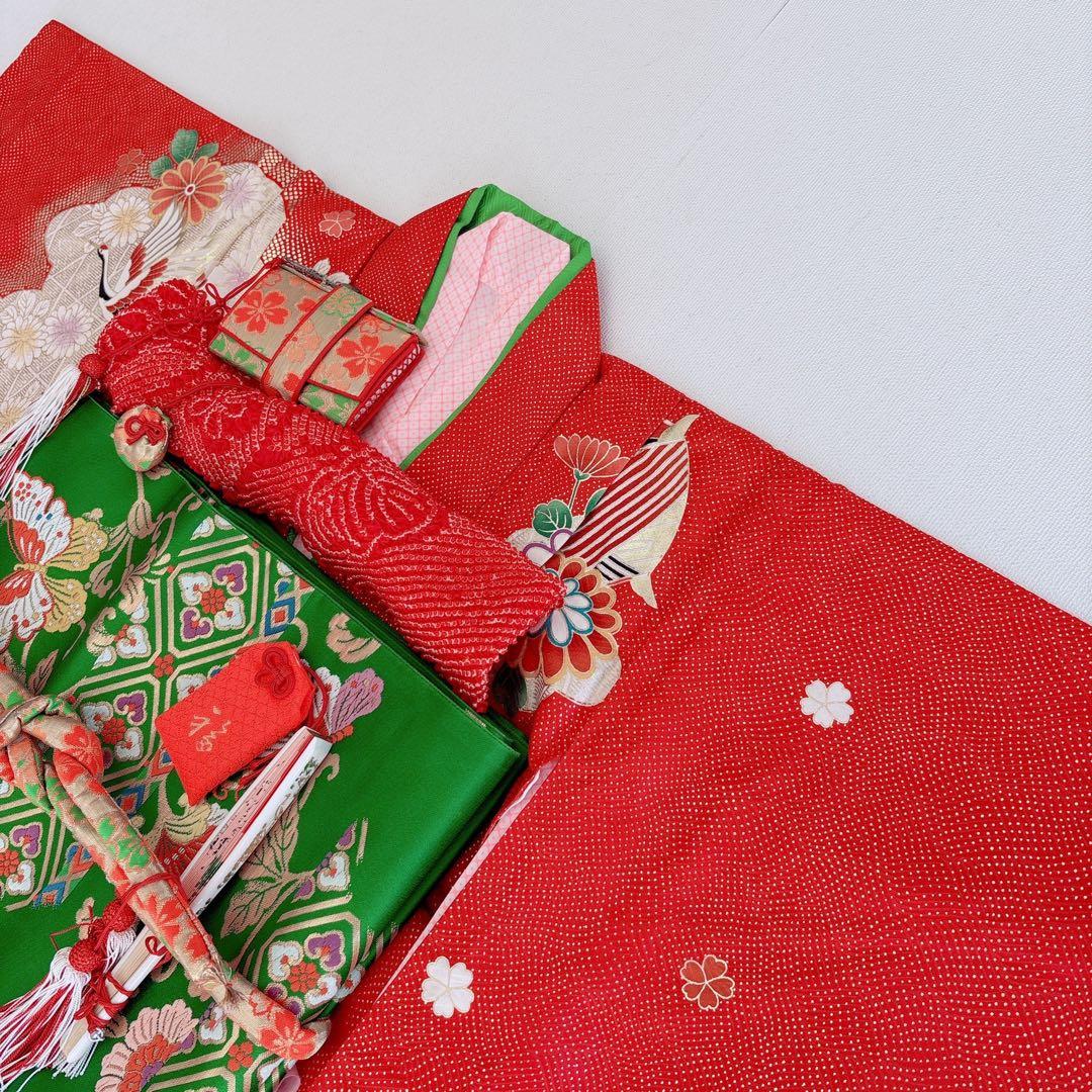 七五三　7歳女の子 　セット　小物セット　正絹袋帯 蝶　5484