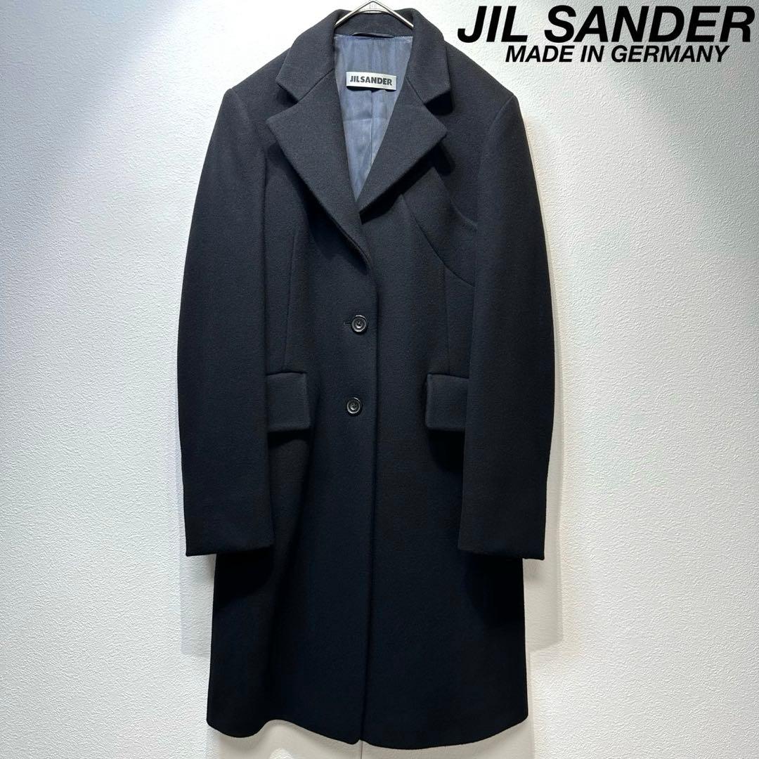 希少 美品 JIL SANDER ウール カシミヤ 変形 チェスターコート 36