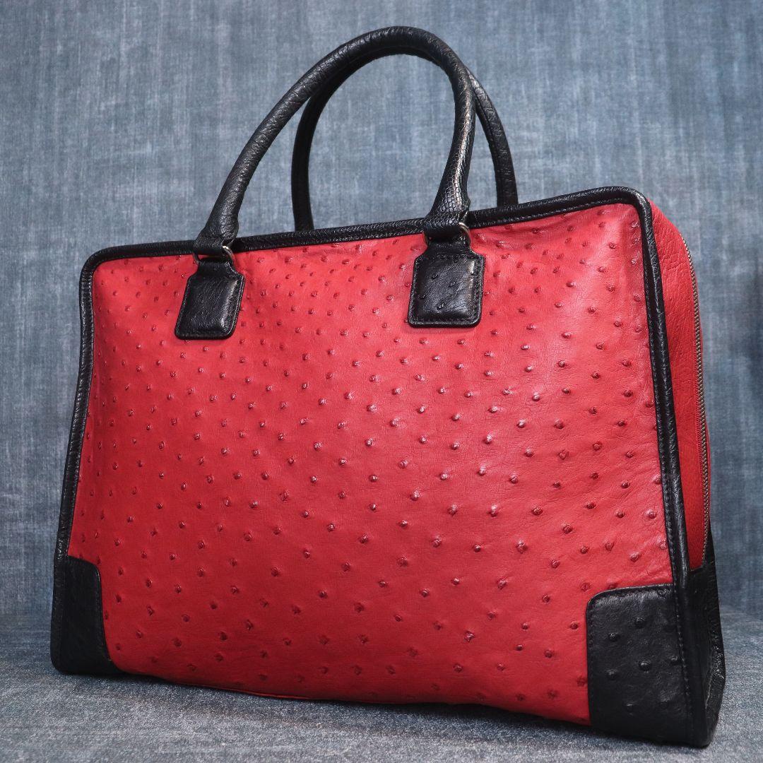 未使用 オーストリッチ フルポイント スクエア トートバッグ ostrich