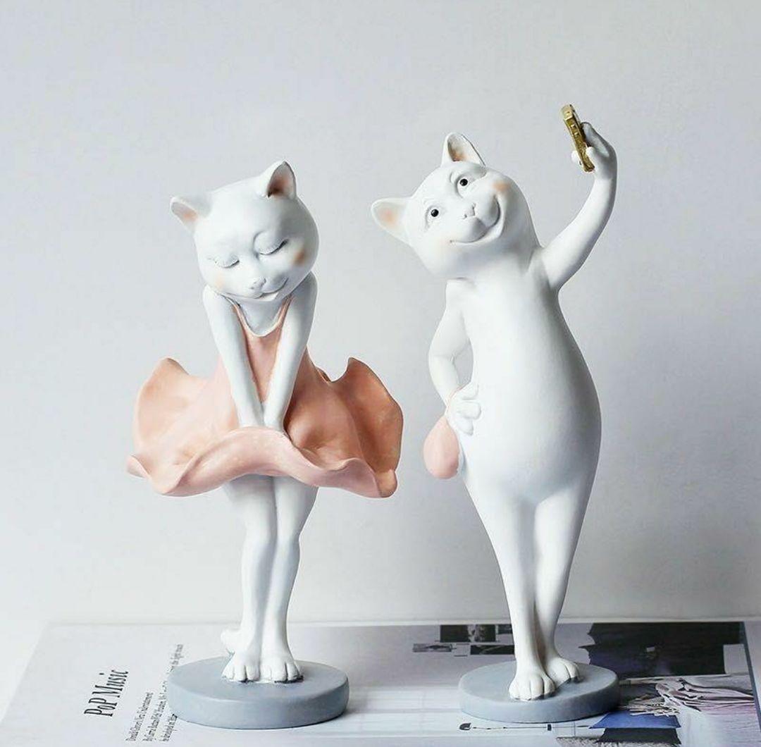 クリエーショナル樹脂置物 猫さん/猫さん