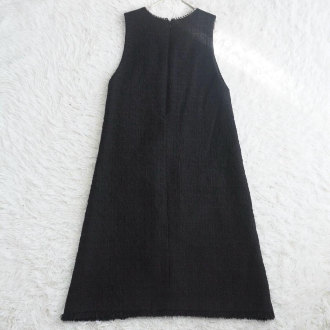 美品 アナイ ANAYI チェックツイードジャンパー　スカート ブラック 黒