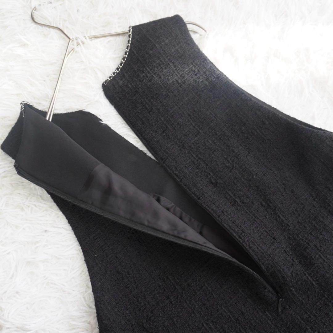 美品 アナイ ANAYI チェックツイードジャンパー　スカート ブラック 黒