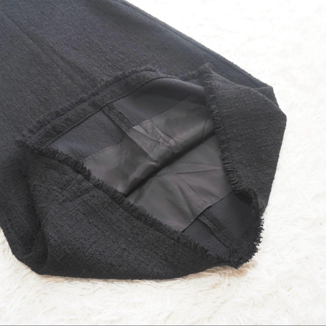 美品 アナイ ANAYI チェックツイードジャンパー　スカート ブラック 黒