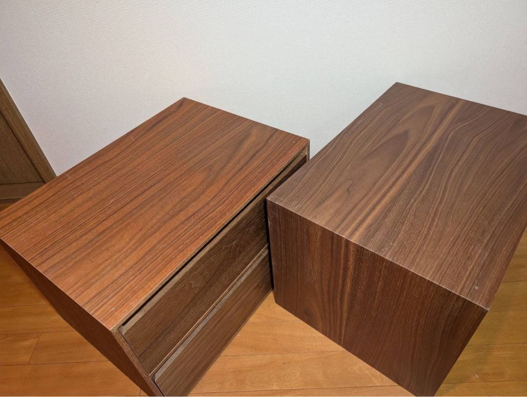 ■送料込■無印良品 木製収納ケース 引出式ワイド ウォールナット材 チェスト