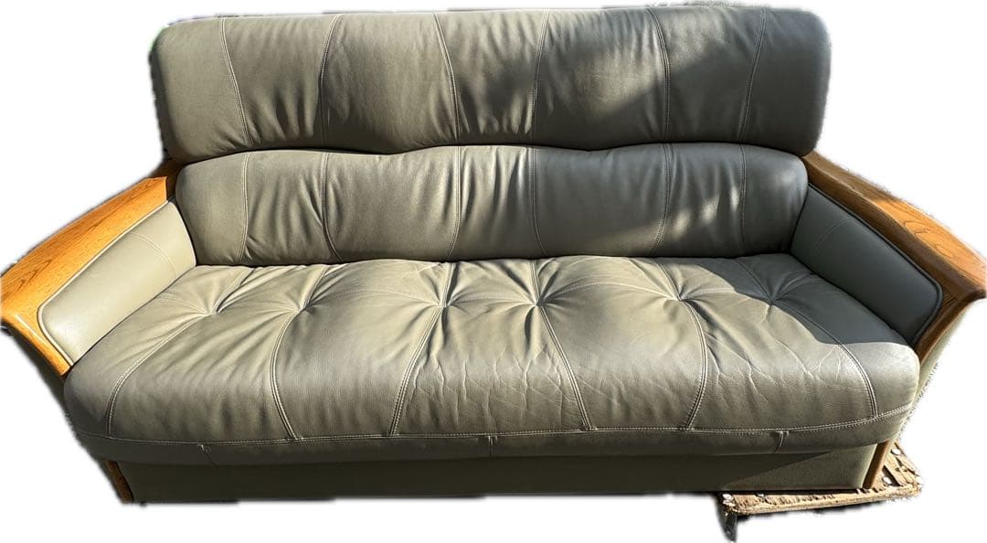 ① 浜本工芸 レザーソファ 浜本工芸 本革張りソファ ３人掛け用