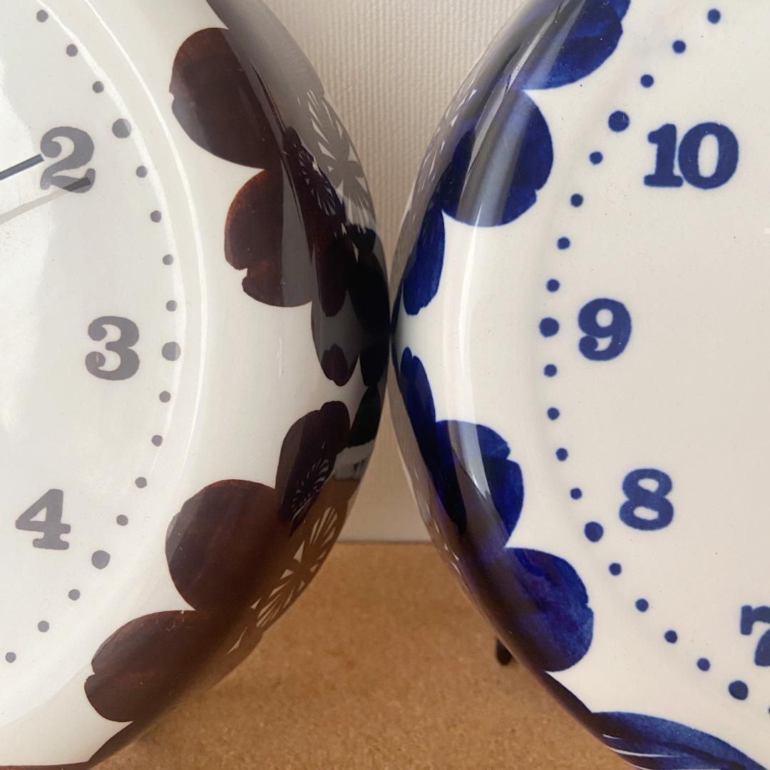 ◇電波時計取替済◇ ARABIA GOG 北欧ヴィンテージ 青 壁掛け時計