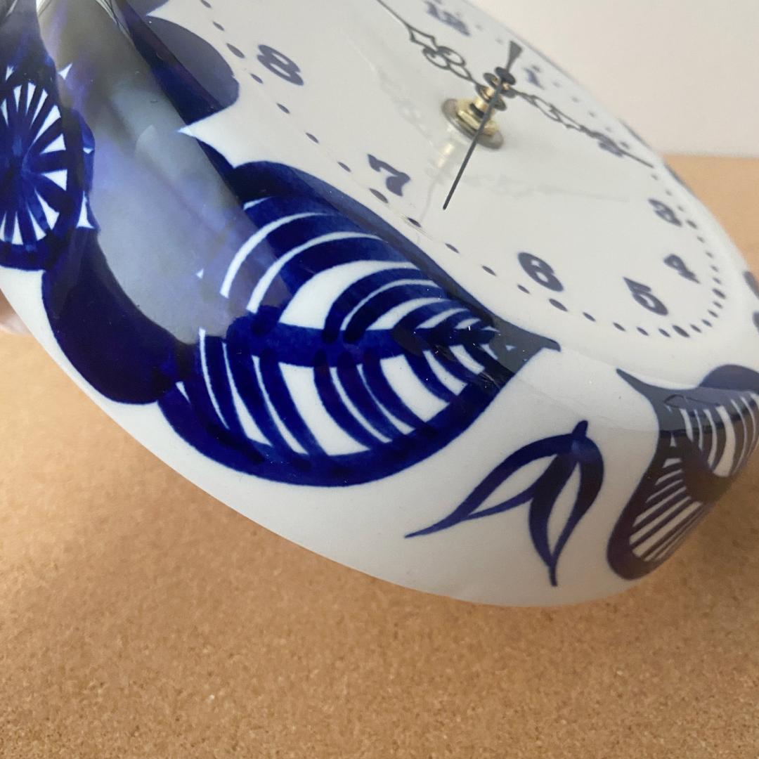 ◇電波時計取替済◇ ARABIA GOG 北欧ヴィンテージ 青 壁掛け時計