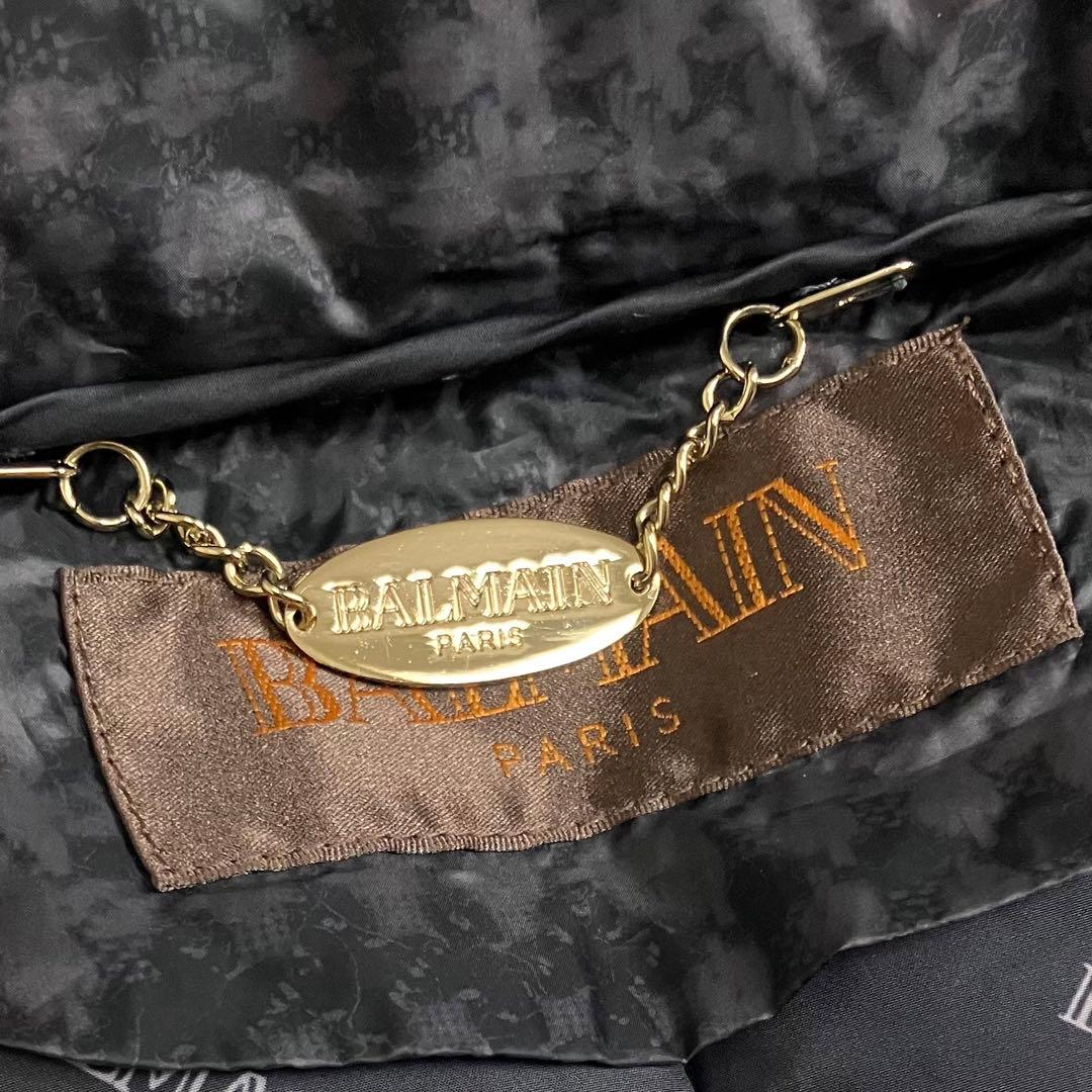 BALMAIN バルマン　ダウンコート ブルーフォックスファー　L 総柄 黒