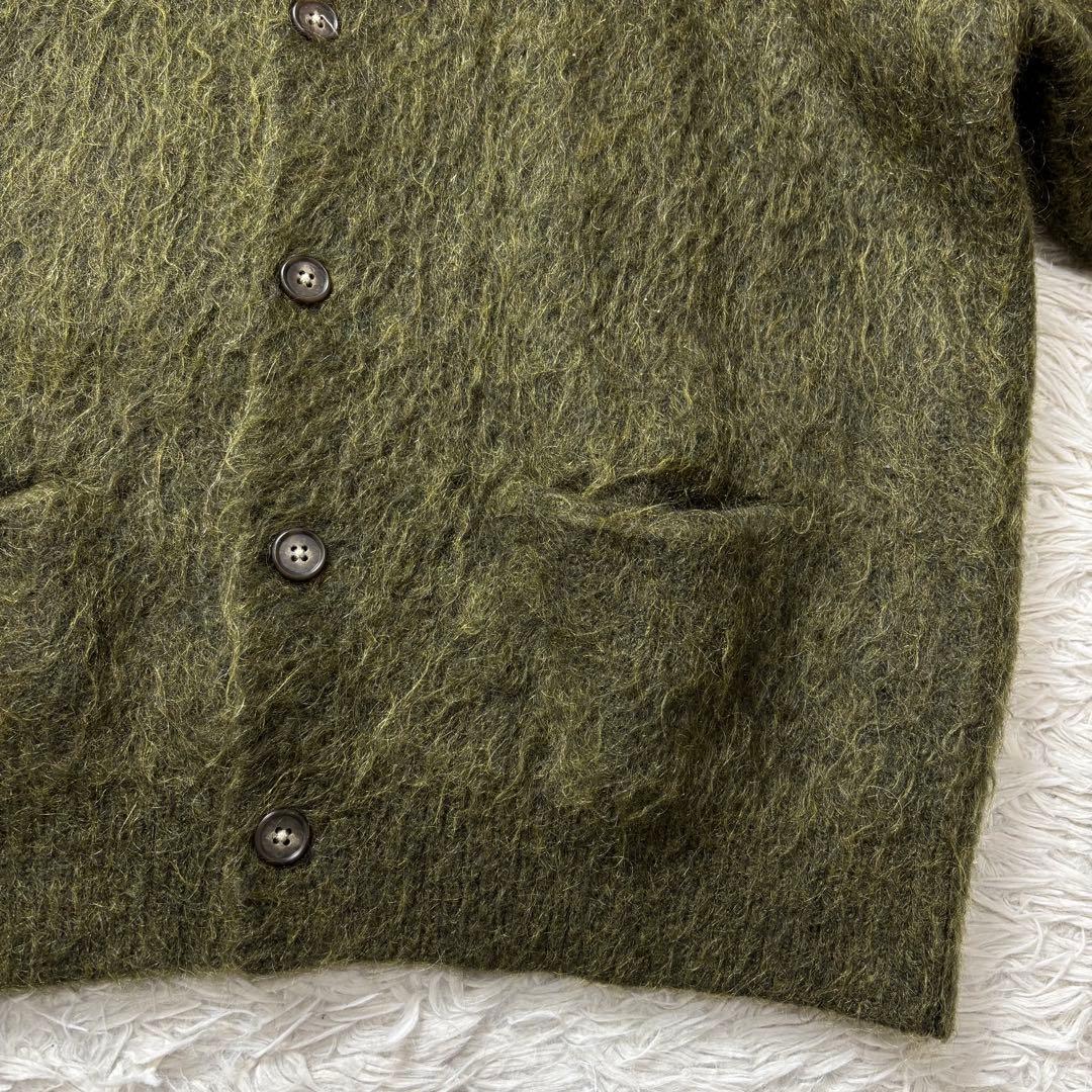 極美品　アダムエロペ　モヘヤミックスカーディガン クルーネック カーキ