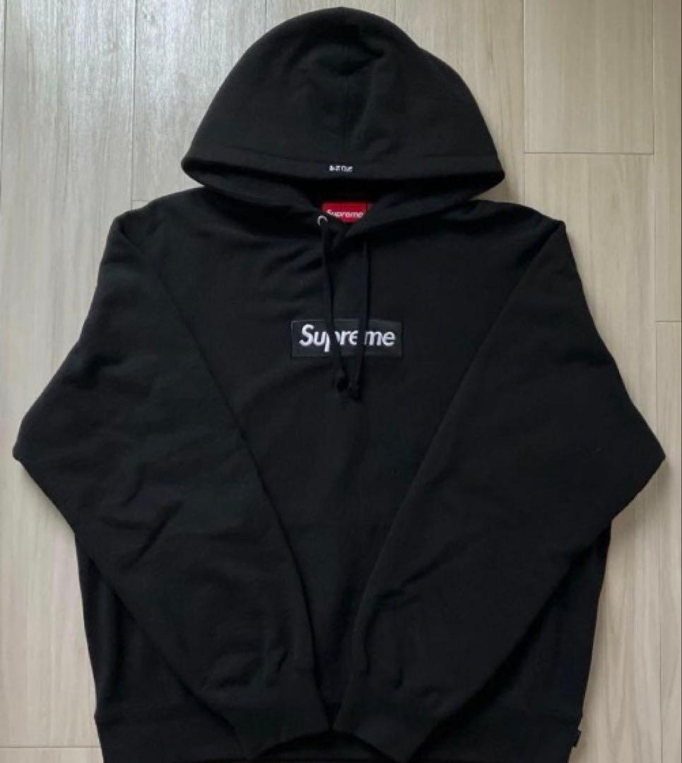 Supreme ブラック フード付きパーカー