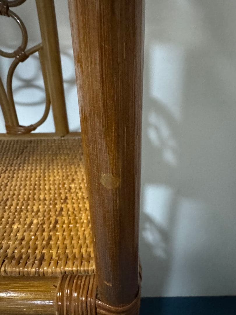 も*り様 ヴィンテージ　ラタンディスプレイラック　引き出し付き3段飾り棚　籐家具