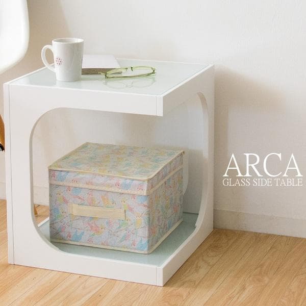 サイドテーブル2段 アルカ ホワイト [6098]