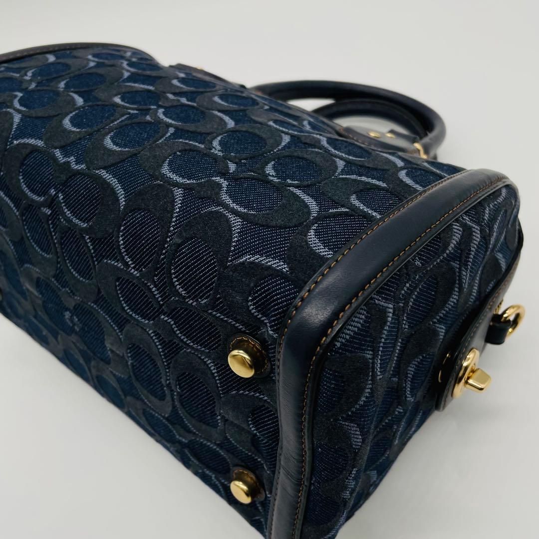 コーチ　ミニボストンバッグ　F39920 2WAY デニム　ネイビー　良品