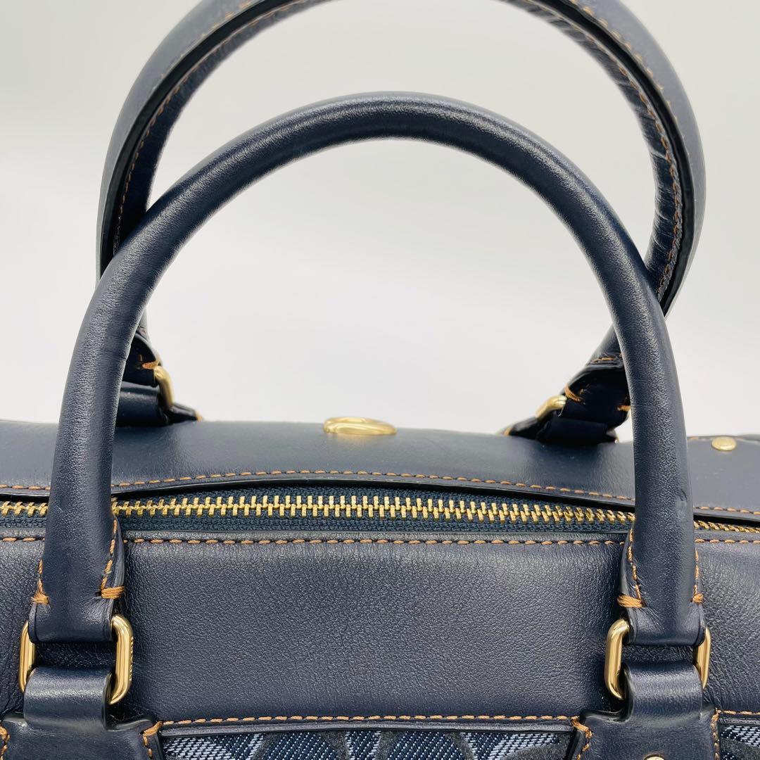 コーチ　ミニボストンバッグ　F39920 2WAY デニム　ネイビー　良品