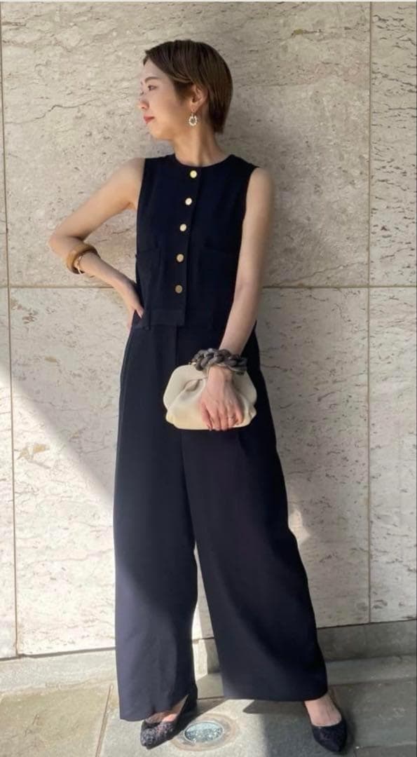 美品＊ヴェルメイユパーイエナ　ドスキン　オールインワン　ノースリーブ　金ボタン