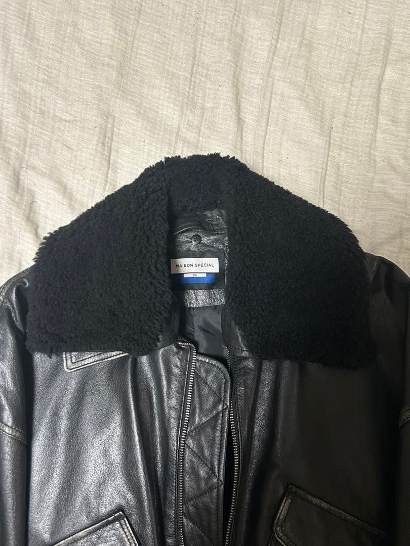 メゾンスペシャル シープレザームートンプライムオーバーG-1フライトジャケット