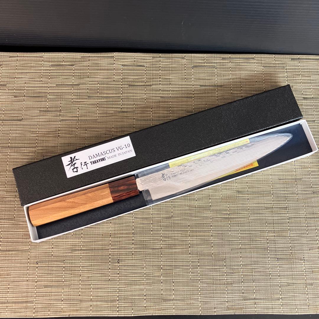 【新品未使用】堺孝行　ペティナイフ 180mm 33層槌目ダマスカス和式