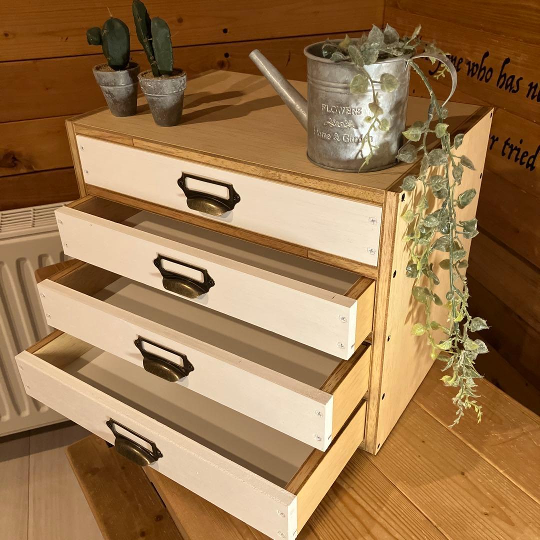 レターケース②　4段　アンティーク　ハンドメイド　書類ケース　木製　飾り棚