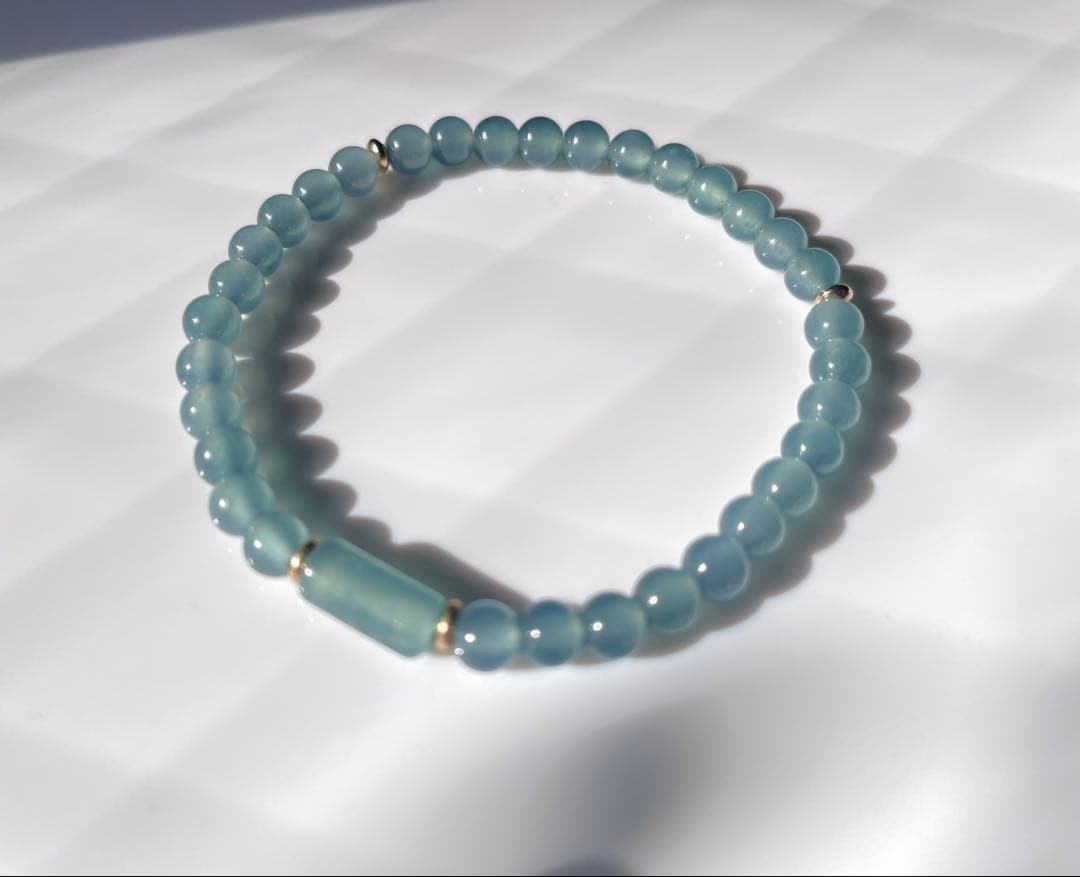 グアテマラ翡翠　ブレスレット　本翡翠　k14 氷藍水