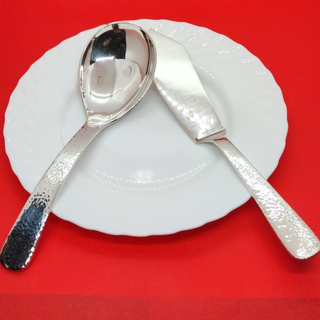 銀製　高級　サーバースプーン&サーバーナイフ　セット　特大スプーン　特大ナイフ
