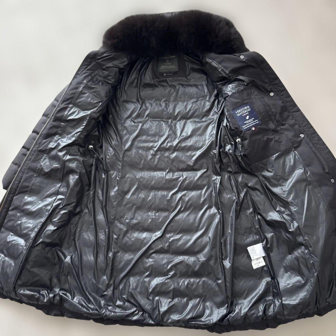 ryo703kato西川 サージロングダウンS 黒　フォックスファー