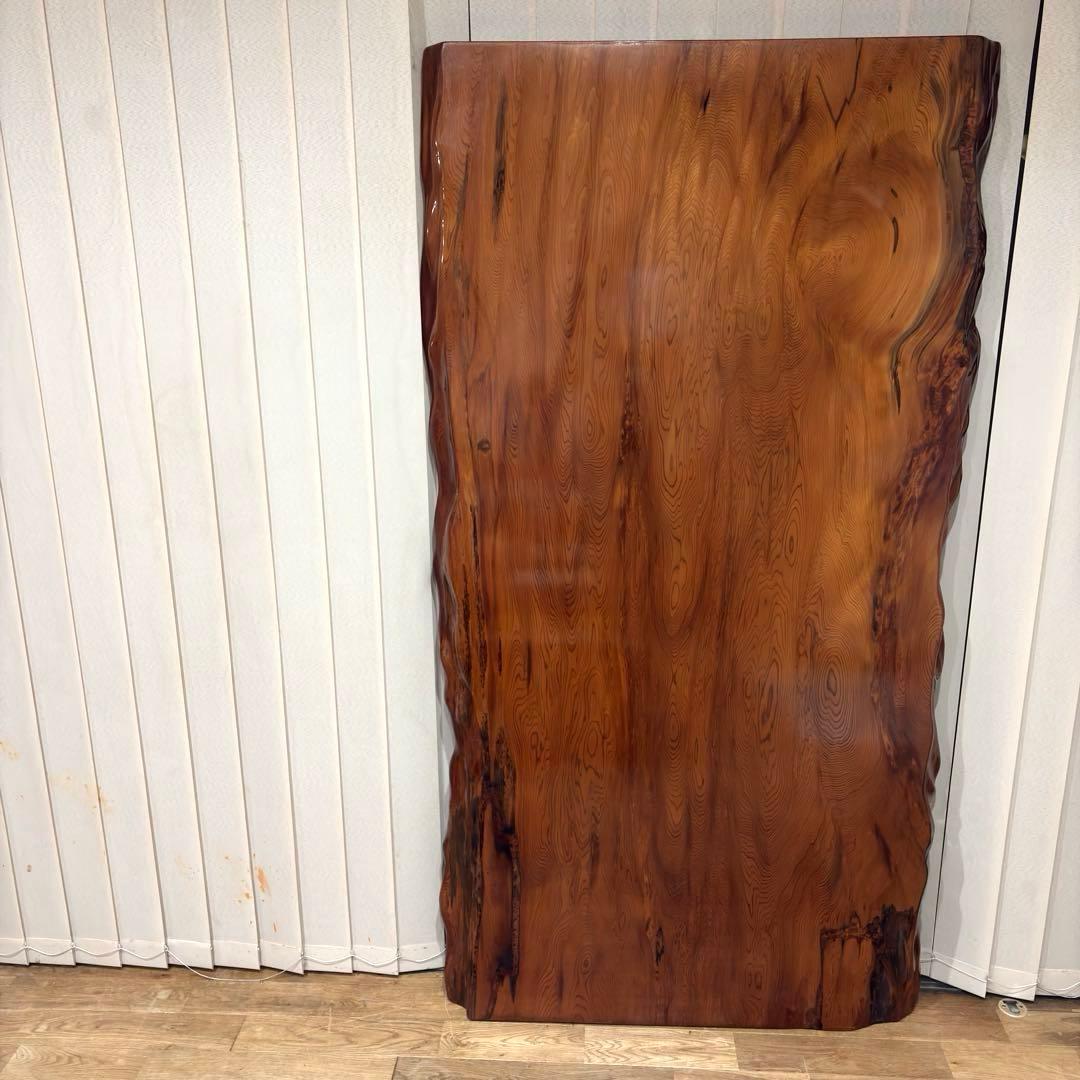 【未使用】屋久杉 一枚板 テーブル 座卓 天然木 耳付 笹杢 漆 天板 希少