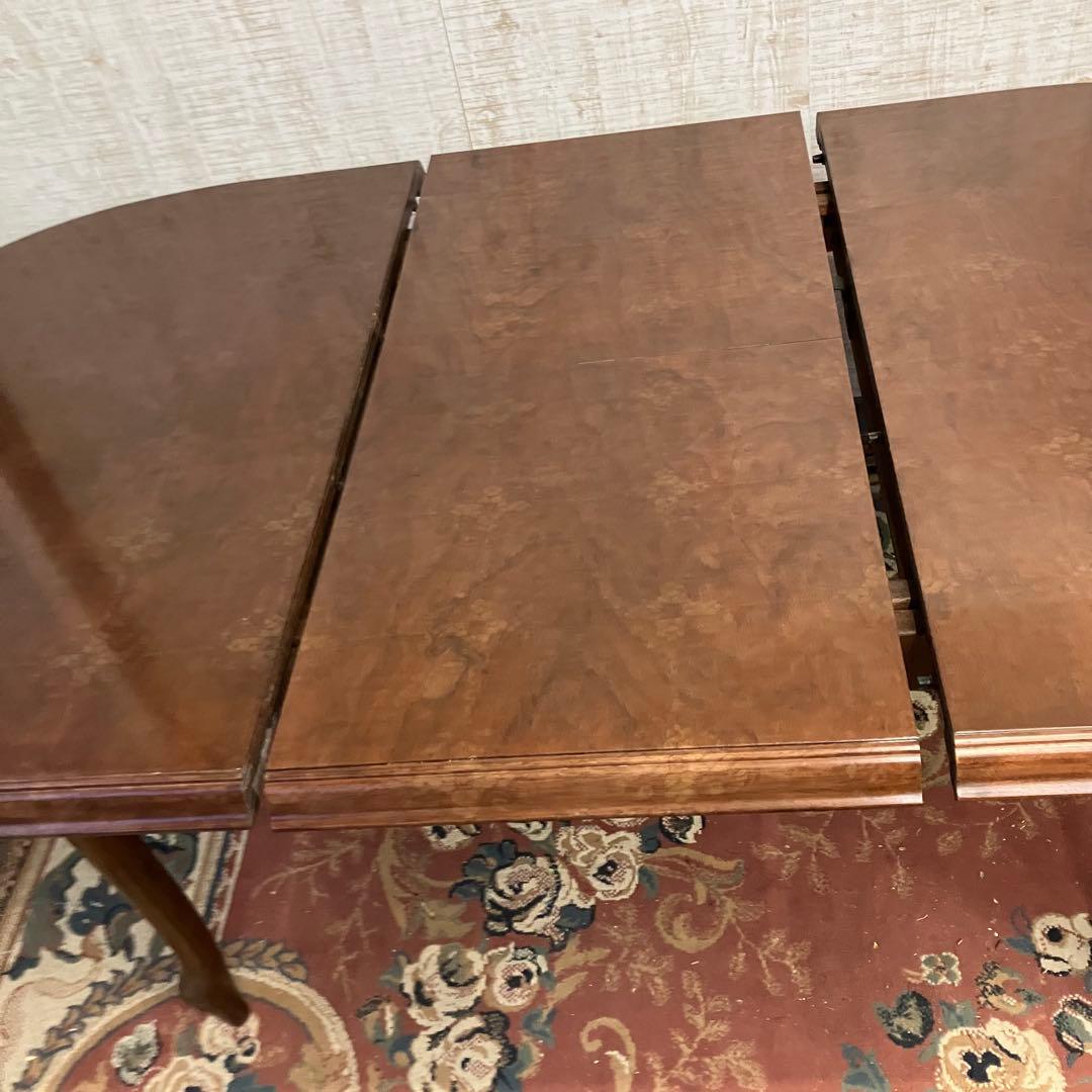 ②昭和レトロ マルニ 木製オーバル 伸縮式ダイニングテーブル 楕円形アンティーク