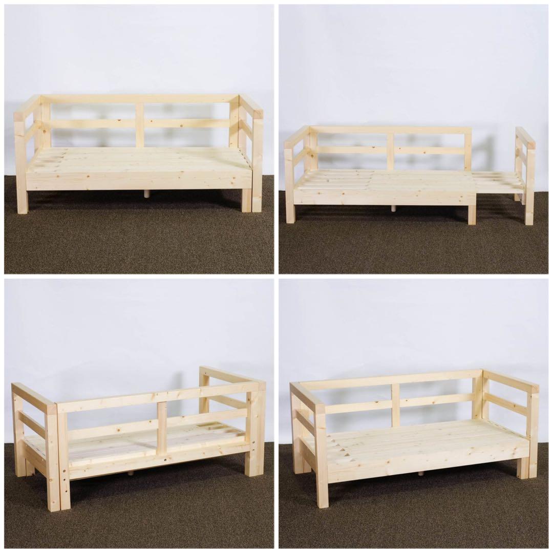 A 新品 北欧 パイン材 ソファベッド オレンジ セミシングル すのこベッド