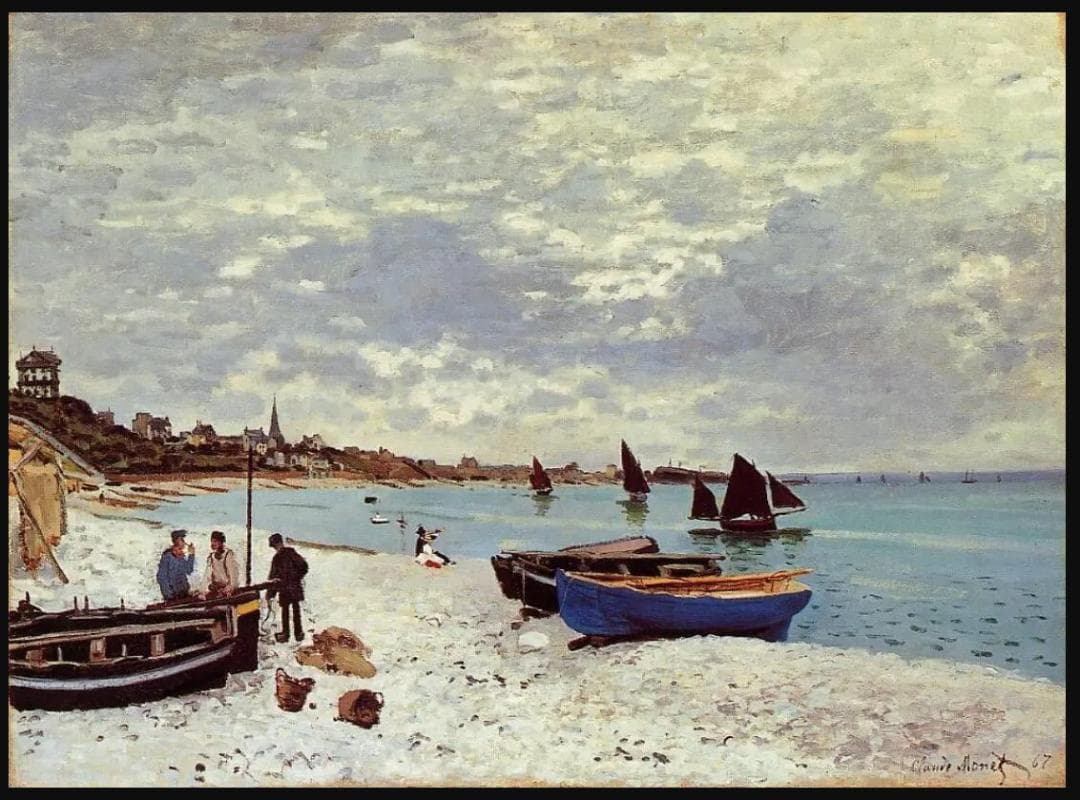 クロード・モネ ヴィンテージステンドグラス サン・タドレスの浜辺 シカゴ美術館