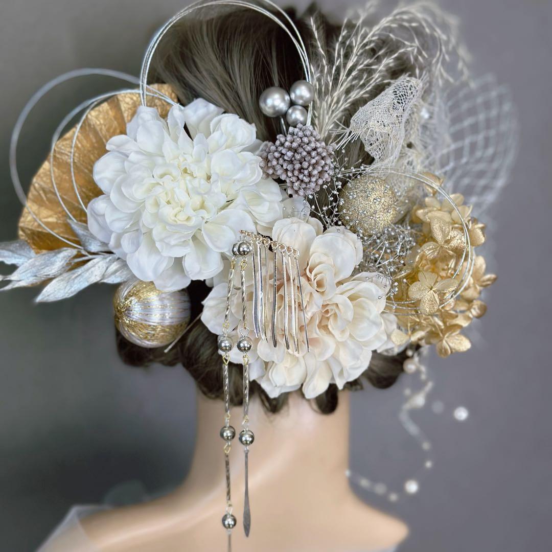 【ききららページ】二点セットまとめ　簪2本　銀箔１枚　髪飾り 成人式