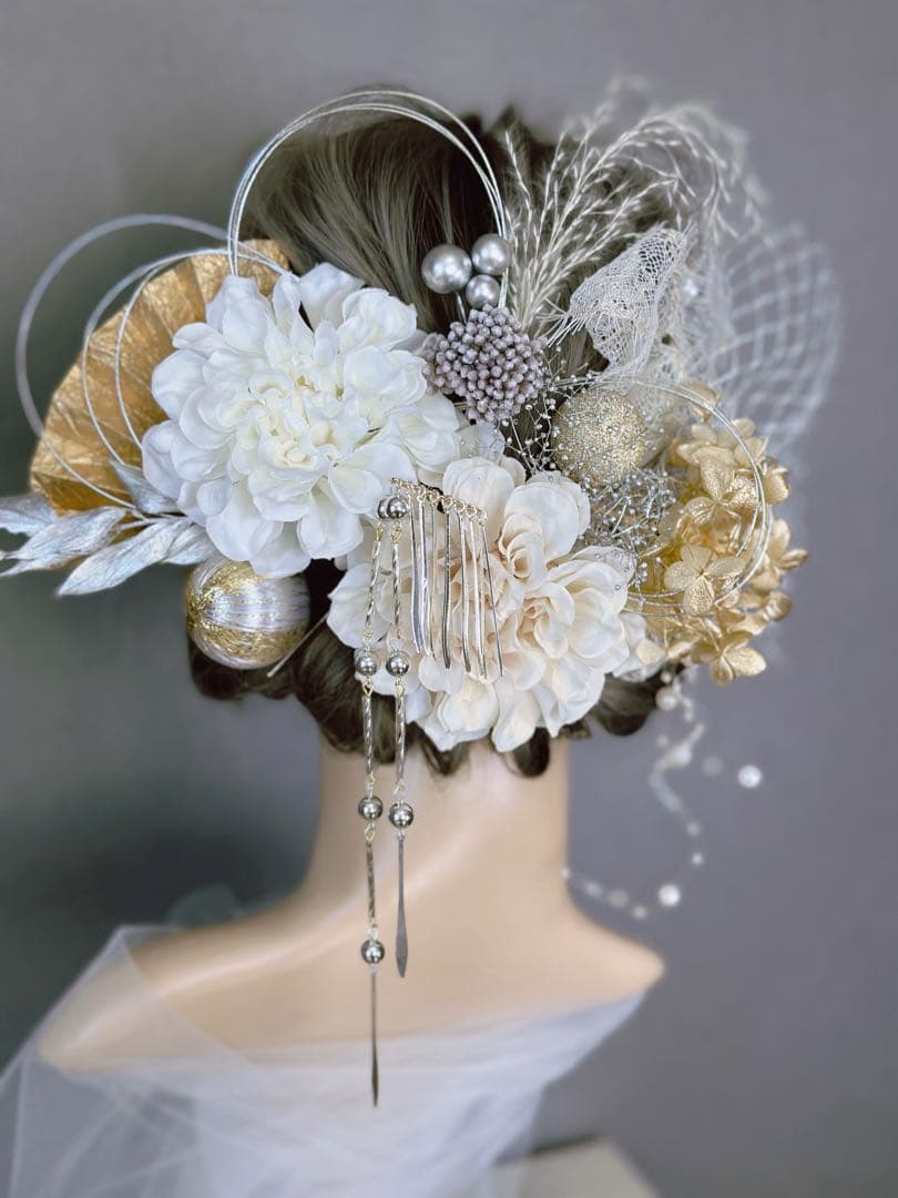 【ききららページ】二点セットまとめ　簪2本　銀箔１枚　髪飾り 成人式